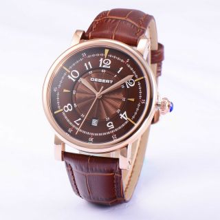 Debert 43mm Rose Gold Stainless Steel Case Date Automatic Men 