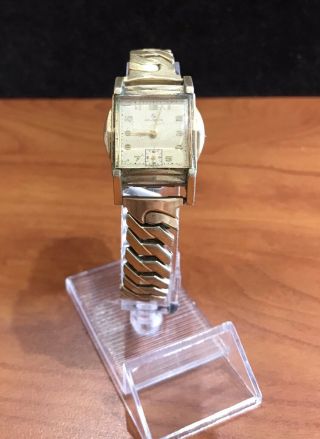 Vintage Helbros Art Deco Watch 17 Jewels 10k R.  G.  P.  Bezel W/stretch Band
