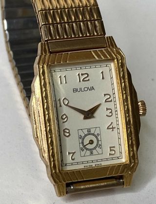 Vtg Bulova Wrist Watch Gold Tone Mens Vintage Chronograph 26mm - Shape