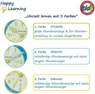 Jacques Farel Kinder Lernuhr Happy Learning KOP05 Analog Textil Grün 2