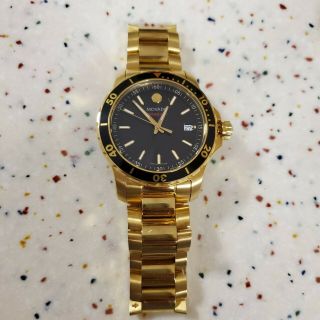 Movado 2600145 Black Dial Gold - Tone Series 800 Watch Swiss Quartz Men 