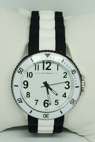 Ladies Isaac Mizrahi Live Black And White Analog Quartz Watch Imz405 A6