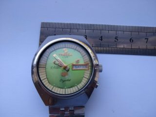 Tressa Lux 25 Crystal Watch 2205 Green Face Arabic Day Gwo 1970s