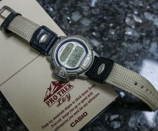 Nos Rare Vintage Casio Pro Trek Prl - 20 Alti - Thermo Sensor Digital Watch Japan
