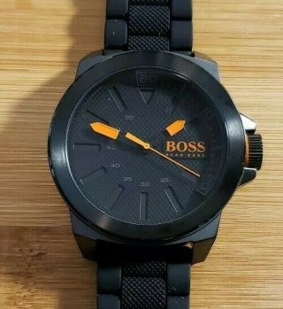 Hugo Boss 1513004 York Orange Watch With Black Silicone Band