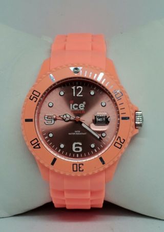 Unisex Ice - Watch Peach Orange Silicone Buckle Strap Analog Quartz Watch Date A6