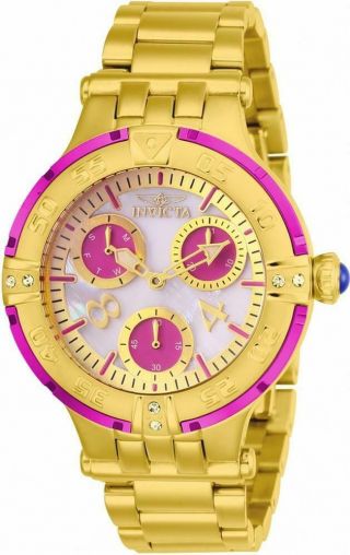 Invicta Subaqua 26141 Womens Round Analog Oyster Crystal Day Date Magenta Watch
