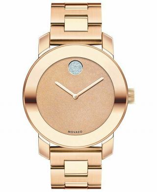 Movado Bold 3600335 Rose Gold Glitter Dial Stainless Steel Women 