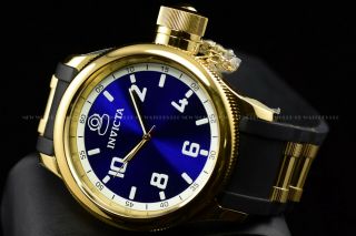 Invicta Men ' s 52MM Classic Russian Diver 1959 Royal Blue Gold Swiss Movt Watch 3