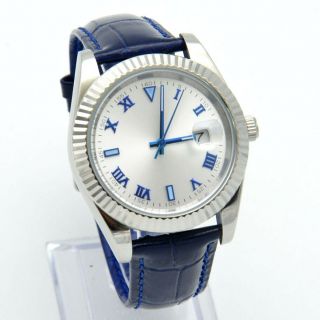 Bliger 41mm Sterile White Dial Solid Case Sapphire Glass Automatic Mens Watch 72