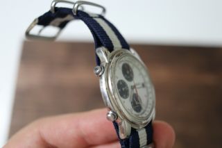 VINTAGE Seiko Quartz Chronograph Mens 37mm Steel Watch 7T32 PANDA 2
