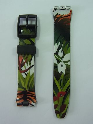 Agb224 Dans La Jungle Swatch Armband Strap Plastic Swiss Made Authentic 17mm
