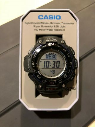 Casio Sgw1000 - 1a Triple Sensor Illuminator World Time Wrist Watch For Men