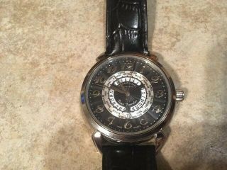 Multiple Time Zones,  Unique Stuhrling Wrist Watch For Men,  Swiss Quartz,  Black