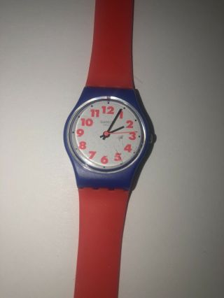 Vintage Swatch Watch Red Blue Retro 1980s