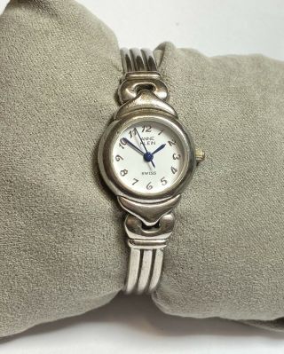 Swiss 753s Anne Klein Ladies Dress Watch In Sterling 925 Silver Bangle Bracelet