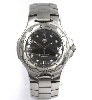 Vintage Tag Heuer Professional Wristwatch Stainless Steel Black Dial R Wl1118