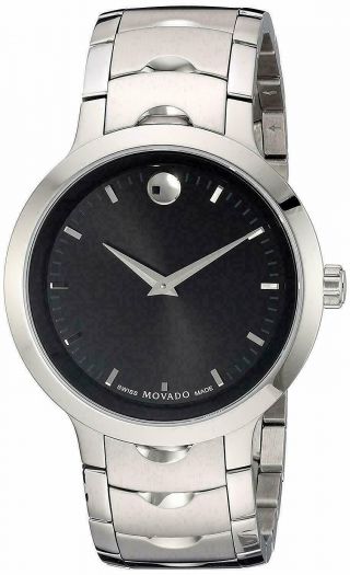 Movado Luno Black Dial Stainless Steel Men 