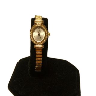 Womens Vintage Gold Sarah Coventry Stretch Band Watch Fresh Battery