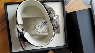 Bulova Chronograph Beige Dial SS Black Leather Quartz Mens Watch 96B231 box set 3