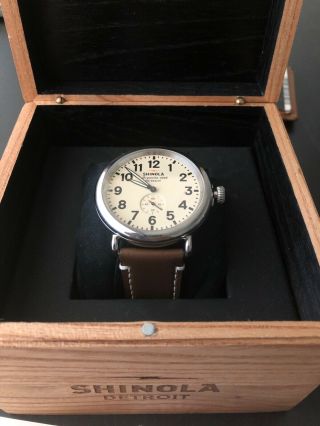 Shinola The Runwell 41mm Tan Leather Strap White Dial Mens Watch