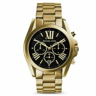 Michael Kors Mk5739 Bradshaw Chronograph Black Dial Gold Tone Ladies Wrist Watch