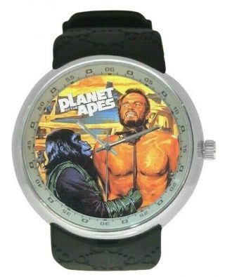 The Planet Of The Apes Watches Colorful Movie Posters On A Watch