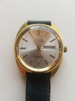 Vintage Avia Matic 25 Jewels Day Date Automatic