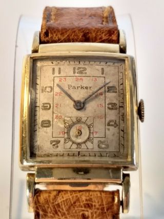 Vintage Swiss Made Parker 12 And 24 Hour Dial Wrist Watch