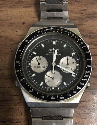 Vintage Seiko 7a28 - 7039 Quartz Chronograph Wristwatch With C201 E Bracelet