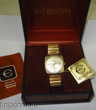 Vintage 10k Gold Filled Elgin Self Winding 17j E999 Watch Mens W/ Case Box
