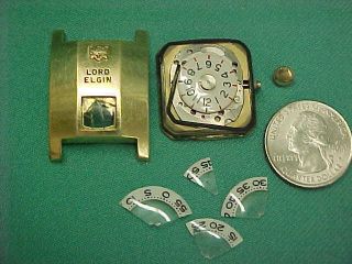 Vintage Lord Elgin 14k Gf Jump Hour Direct Read Wristwatch Watch Parts