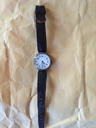 Zenith Silver 1915 Ww1 Military Trench Watch With Leather Strap