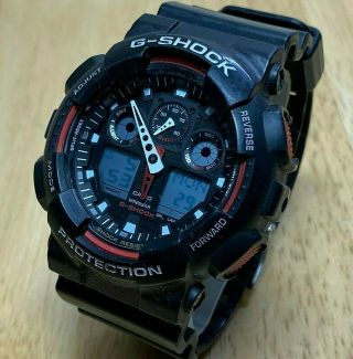 Casio G - Shock Ga - 100 Men Black Analog Digital Alarm Chrono Watch Hour Batter