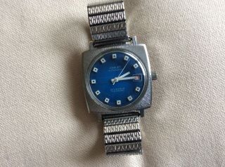 Chalet Blue Dial Automatic Gents Watch 25 Jewels With Date - Good Timekeeper.