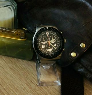 Mens Swiss Made Stainless Steel Swatch Irony Chrono Date 4 Jewel Watch Chronogra
