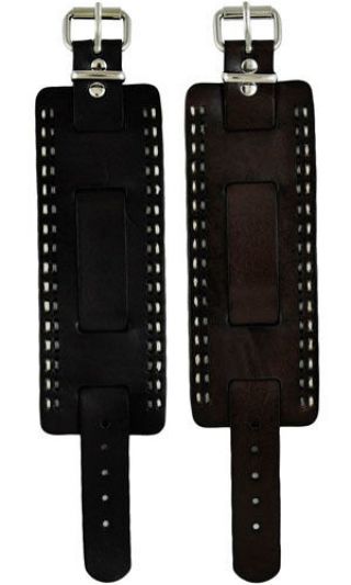 Nemesis Extra Wide Heavy Double Stitched Leather Cuff Watch Band Bracelet 24mm