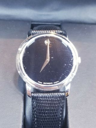 Movado 2100004 Women ' s Museum Black Dial Black Leather Strap Watch 2