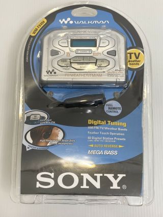 Vtg Sony Cassette Walkman Wm - Fx494 40 Presets Am/fm/tv/ Weather Bands