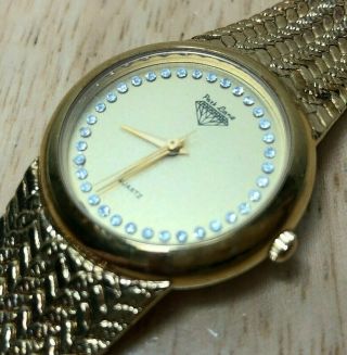Vintage Park Lane Men Lady Gold Tone Diamond - Accent Quartz Watch Hour Batter