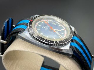 c.  1970 Aquadive 17j Swiss Dive Watch 37mm,  Blue Shark Nato Strap - 3