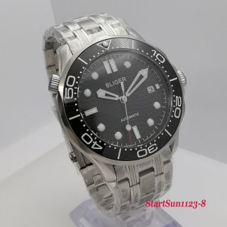 41mm Bliger Black Dial Sapphire Glass Luminous Date Automatic Steel Band Watch