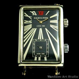 Vintage Men ' s Wrist Watch Art Deco Hamilton American Black Mens Wristwatches 3