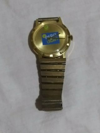 Vintage Pepsi Light Advertising Watch Lafayette Watch Co.  Gold Tone
