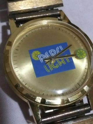 Vintage PEPSI LIGHT Advertising Watch Lafayette Watch Co.  Gold Tone 2