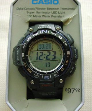 Casio Triple Sensor Mens Watch Sgw1000 - 1atn Compass Thermometer Altimeter