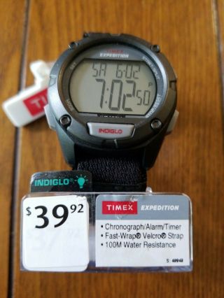 Timex T49949 Expedition Digital Watch Indiglo Black Nylon Strap Band