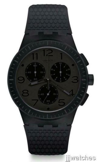 Swatch Piege Chronogragh Black Silicone Date Watch 42mm Susb104 $120