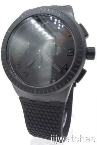 Swatch Piege Chronogragh Black Silicone Date Watch 42mm SUSB104 $120 2