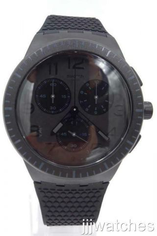 Swatch Piege Chronogragh Black Silicone Date Watch 42mm SUSB104 $120 3